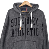 Superdry Vintage Mens Full Zip Hoodie Cotton Grey Sweatshirt Size S, back view, image 2 of 8