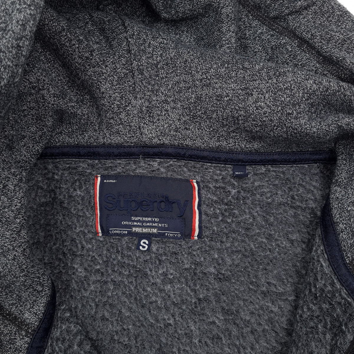 Superdry Vintage Mens Full Zip Hoodie Cotton Grey Sweatshirt Size S, detail view 2, image 4 of 8