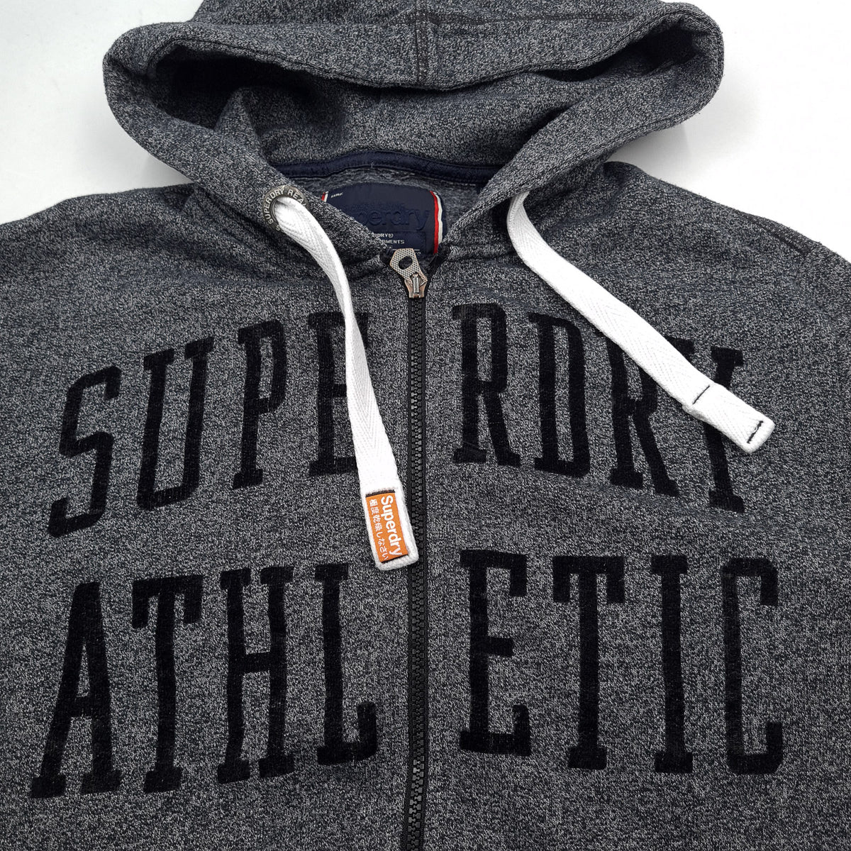 Superdry Vintage Mens Full Zip Hoodie Cotton Grey Sweatshirt Size S, detail view 3, image 5 of 8