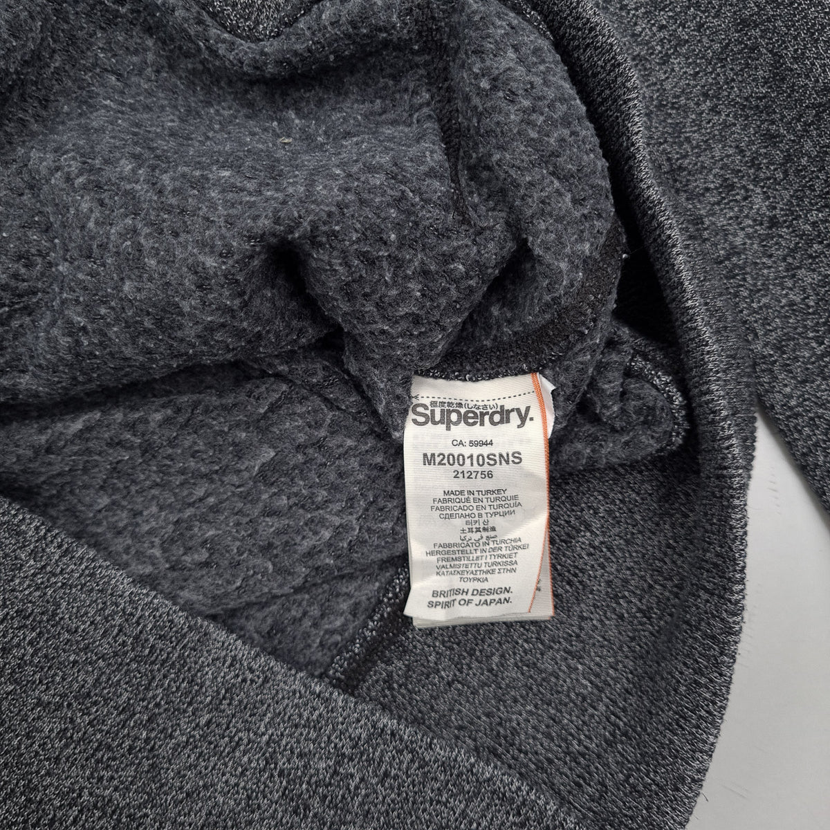 Superdry Vintage Mens Full Zip Hoodie Cotton Grey Sweatshirt Size S, detail view 4, image 6 of 8