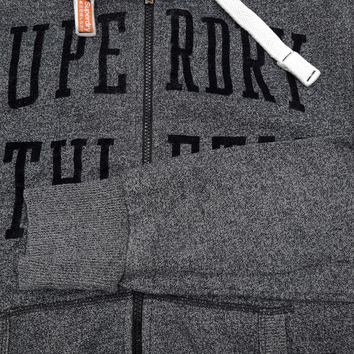 Superdry Vintage Mens Full Zip Hoodie Cotton Grey Sweatshirt Size S, detail view 6, image 8 of 8