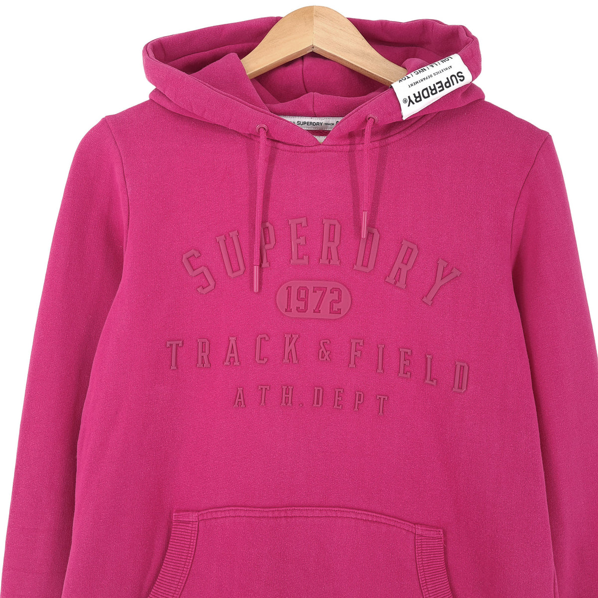 Superdry Vintage Womens Pullover Hoodie Cotton Pink Sweatshirt Size 40, back view, image 2 of 9