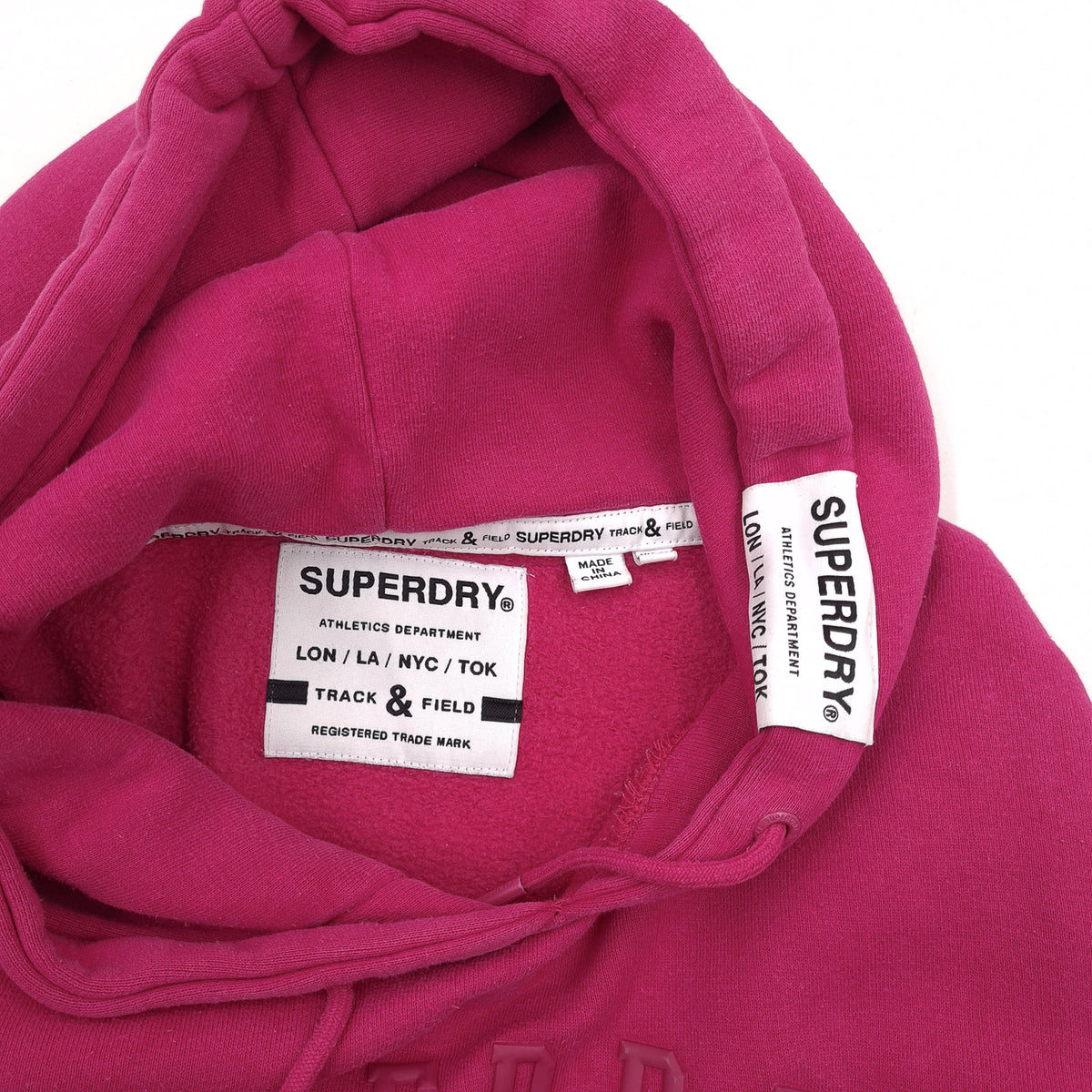 Superdry Vintage Womens Pullover Hoodie Cotton Pink Sweatshirt Size 40, detail view 2, image 4 of 9