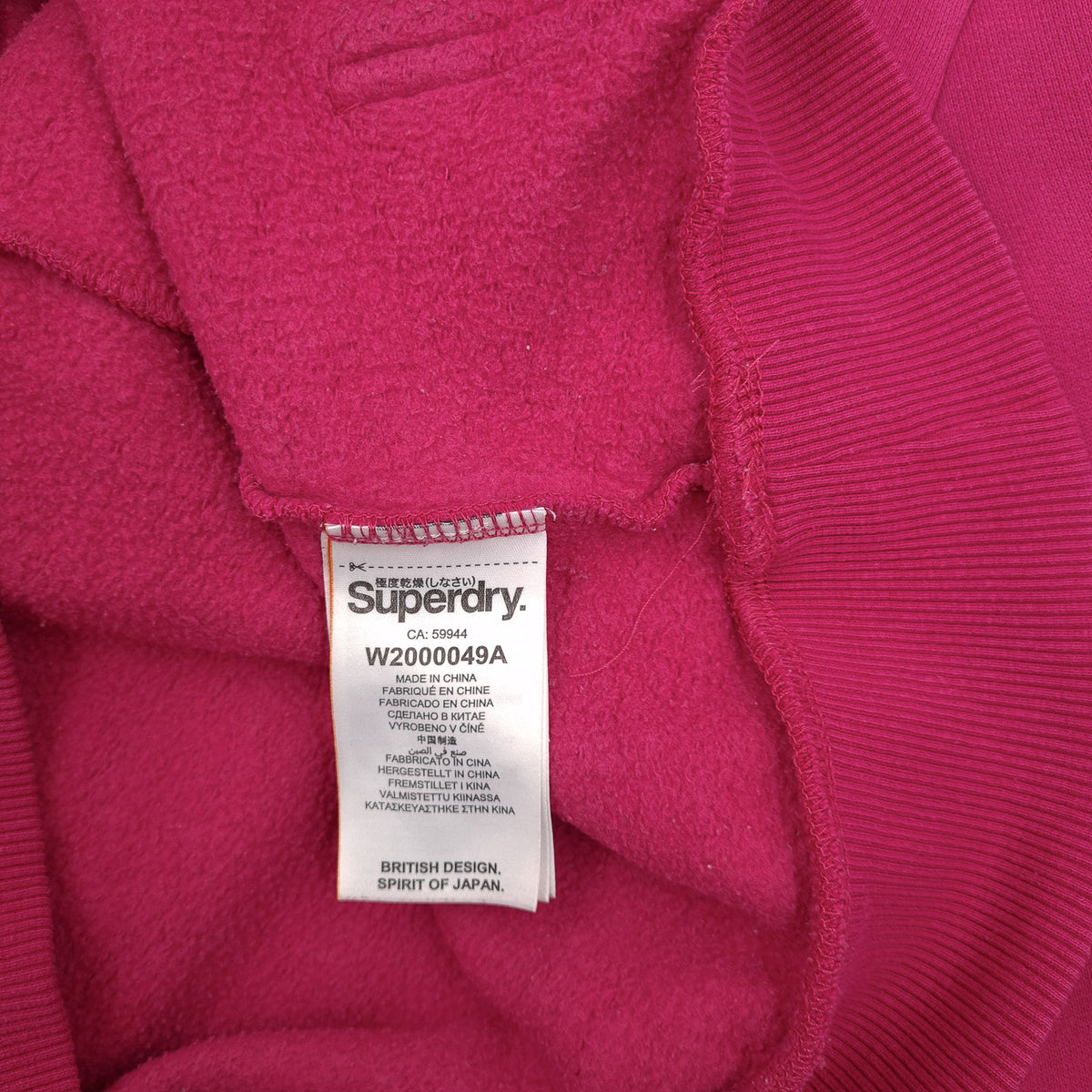 Superdry Vintage Womens Pullover Hoodie Cotton Pink Sweatshirt Size 40, detail view 5, image 7 of 9