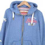 Superdry Vintage Womens Full Zip Hoodie Cotton Blue Sweatshirt Size S, back view, image 2 of 8