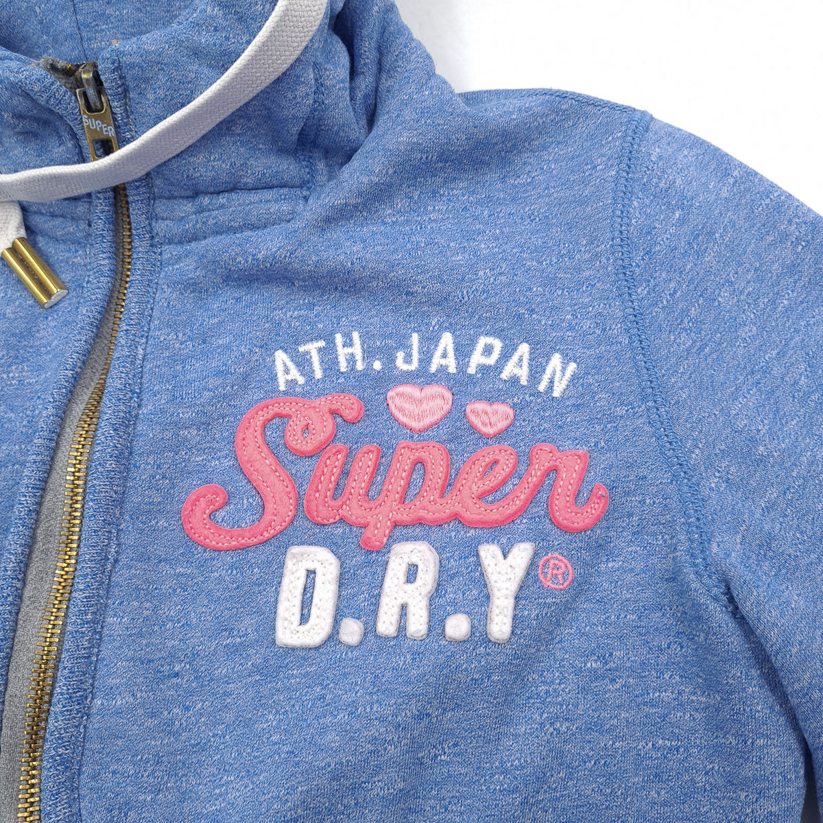 Superdry Vintage Womens Full Zip Hoodie Cotton Blue Sweatshirt Size S, detail view 3, image 5 of 8