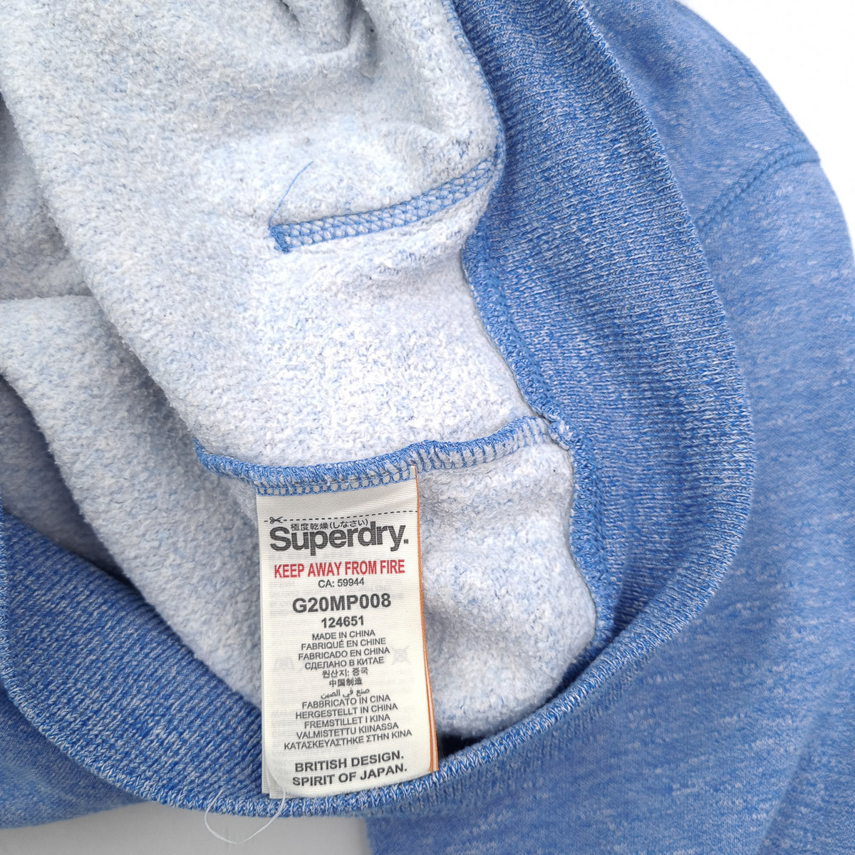Superdry Vintage Womens Full Zip Hoodie Cotton Blue Sweatshirt Size S, detail view 4, image 6 of 8