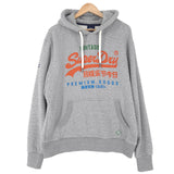 Superdry Vintage Mens Pullover Hoodie Cotton Grey Sweatshirt Size 2XL, front view, image 1 of 7