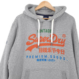 Superdry Vintage Mens Pullover Hoodie Cotton Grey Sweatshirt Size 2XL, back view, image 2 of 7