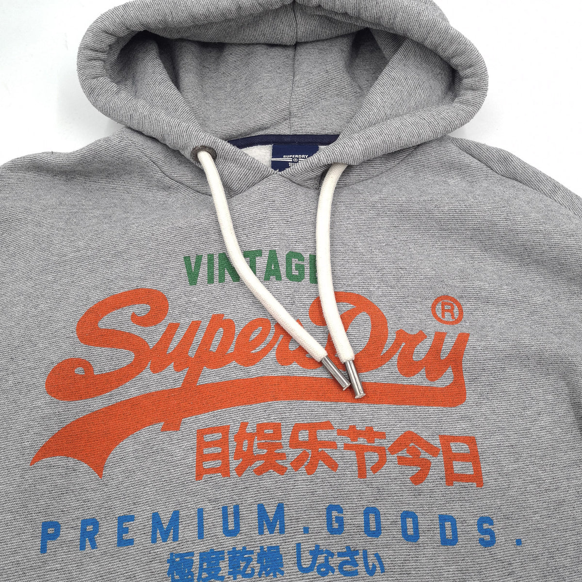 Superdry Vintage Mens Pullover Hoodie Cotton Grey Sweatshirt Size 2XL, detail view 3, image 5 of 7