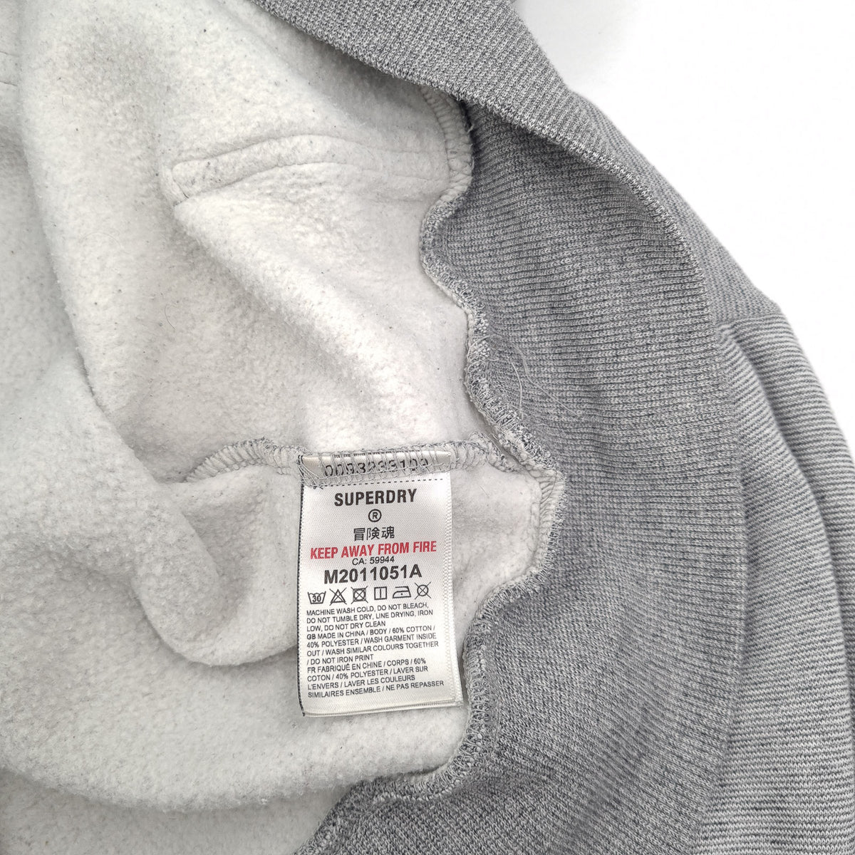 Superdry Vintage Mens Pullover Hoodie Cotton Grey Sweatshirt Size 2XL, detail view 4, image 6 of 7