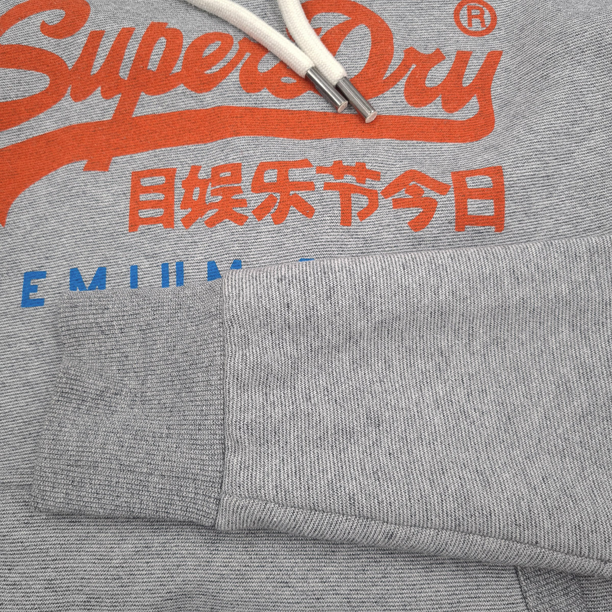 Superdry Vintage Mens Pullover Hoodie Cotton Grey Sweatshirt Size 2XL, detail view 5, image 7 of 7