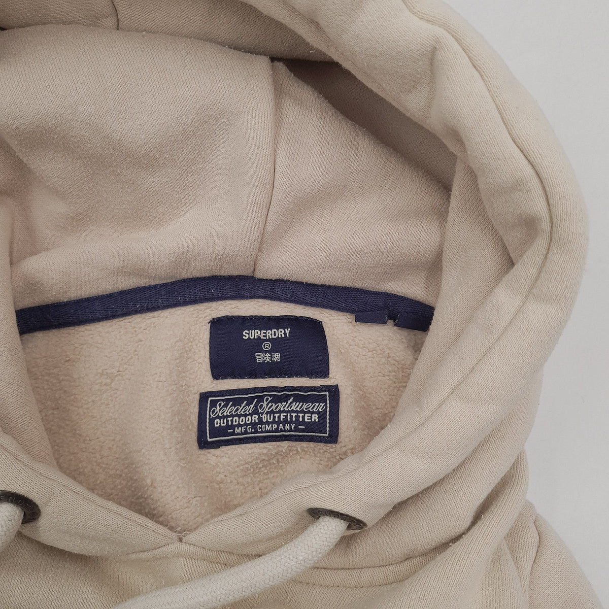 Superdry Vintage Womens Pullover Hoodie Cotton Beige Sweatshirt Size 36, detail view 2, image 4 of 9