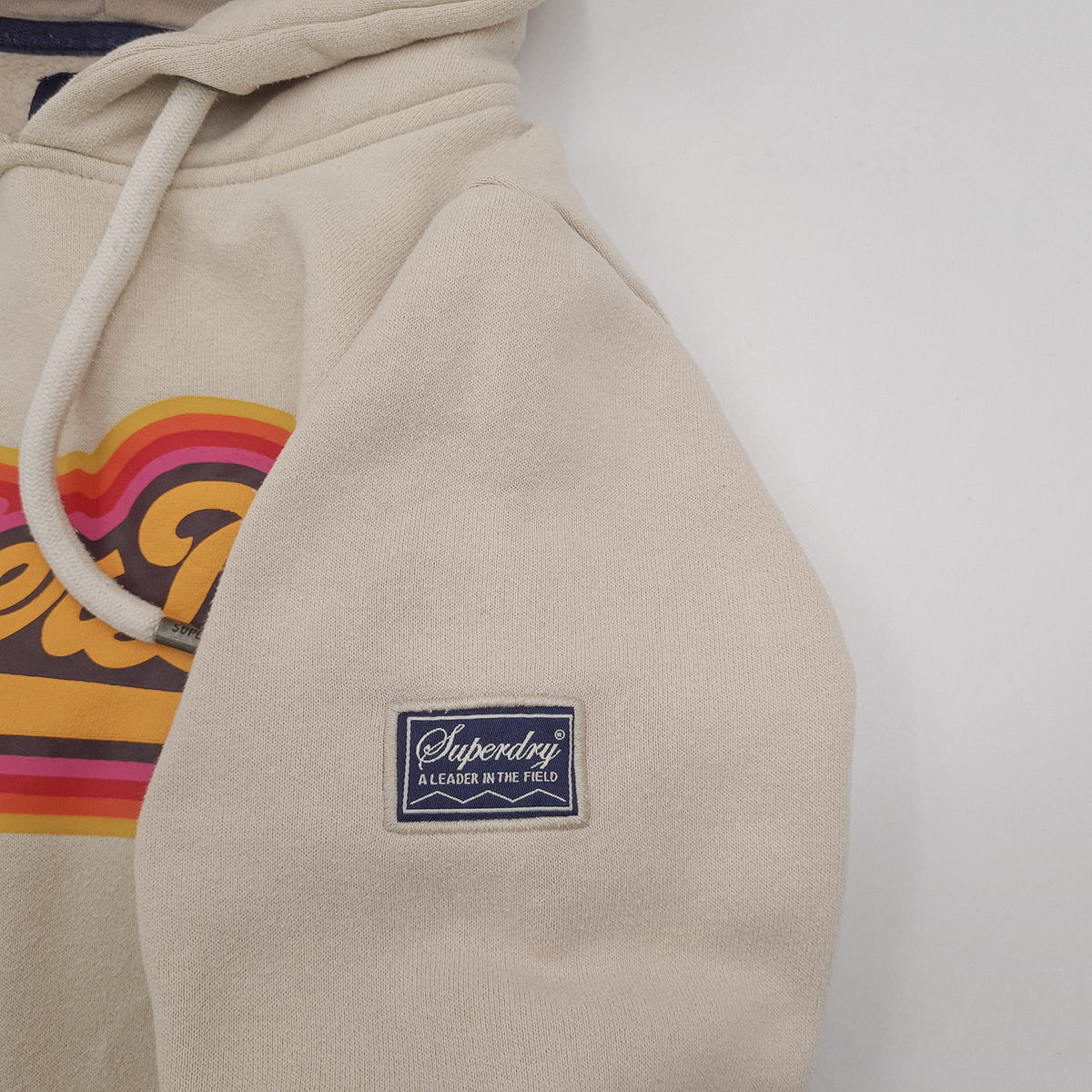 Superdry Vintage Womens Pullover Hoodie Cotton Beige Sweatshirt Size 36, detail view 4, image 6 of 9