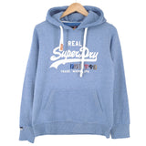 Superdry Vintage Womens Pullover Hoodie Cotton Blue Sweatshirt Size M, front view, image 1 of 8