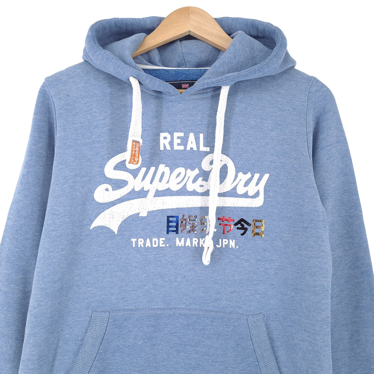 Superdry Vintage Womens Pullover Hoodie Cotton Blue Sweatshirt Size M, back view, image 2 of 8