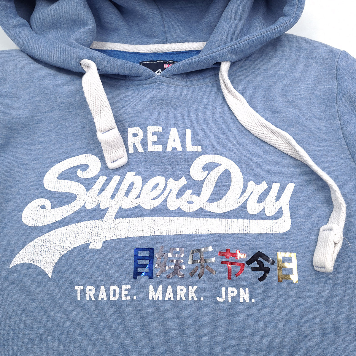 Superdry Vintage Womens Pullover Hoodie Cotton Blue Sweatshirt Size M, detail view 3, image 5 of 8