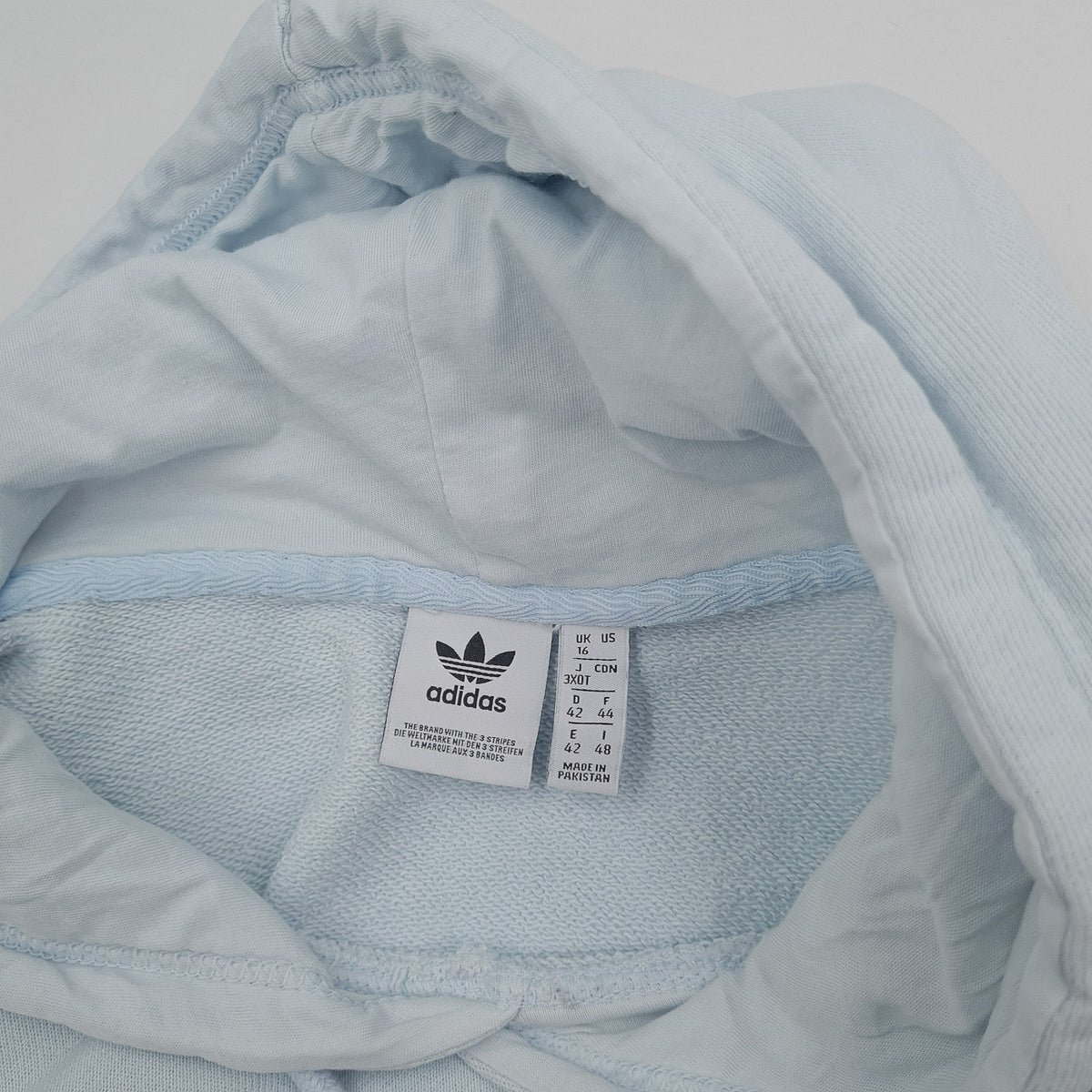 Adidas Vintage Womens Pullover Hoodie Cotton Blue Relaxed Fit Sweatshirt Size 42, detail view 2, image 4 of 8