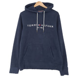 Tommy Hilfiger Vintage Mens Pullover Hoodie Cotton Blue Sweatshirt Size, front view, image 1 of 11