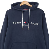 Tommy Hilfiger Vintage Mens Pullover Hoodie Cotton Blue Sweatshirt Size, back view, image 2 of 11