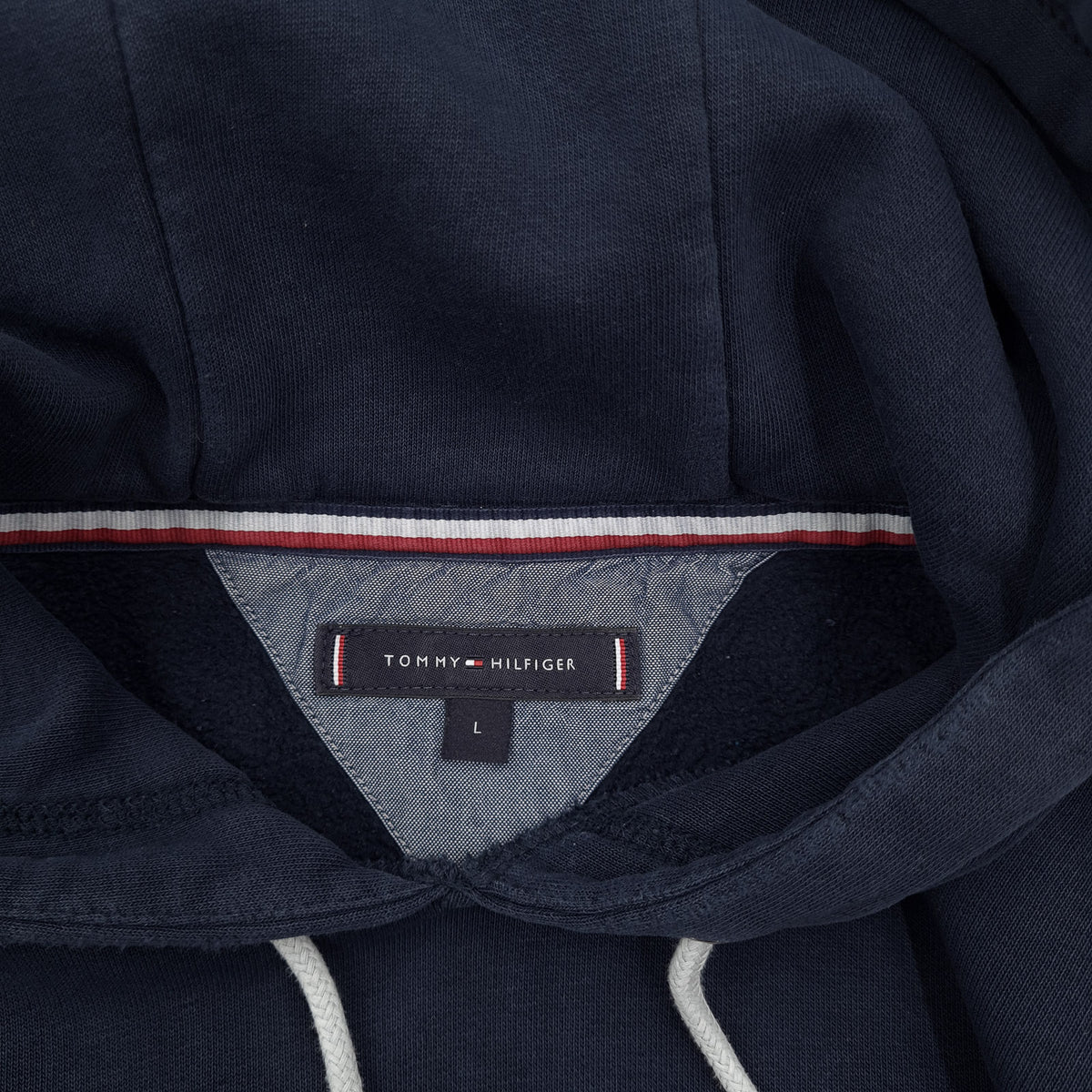 Tommy Hilfiger Vintage Mens Pullover Hoodie Cotton Blue Sweatshirt Size, detail view 2, image 4 of 11