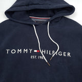 Tommy Hilfiger Vintage Mens Pullover Hoodie Cotton Blue Sweatshirt Size, detail view 3, image 5 of 11