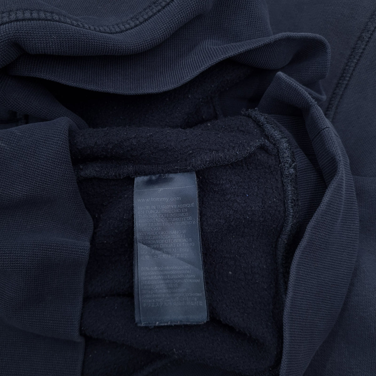 Tommy Hilfiger Vintage Mens Pullover Hoodie Cotton Blue Sweatshirt Size, detail view 4, image 6 of 11
