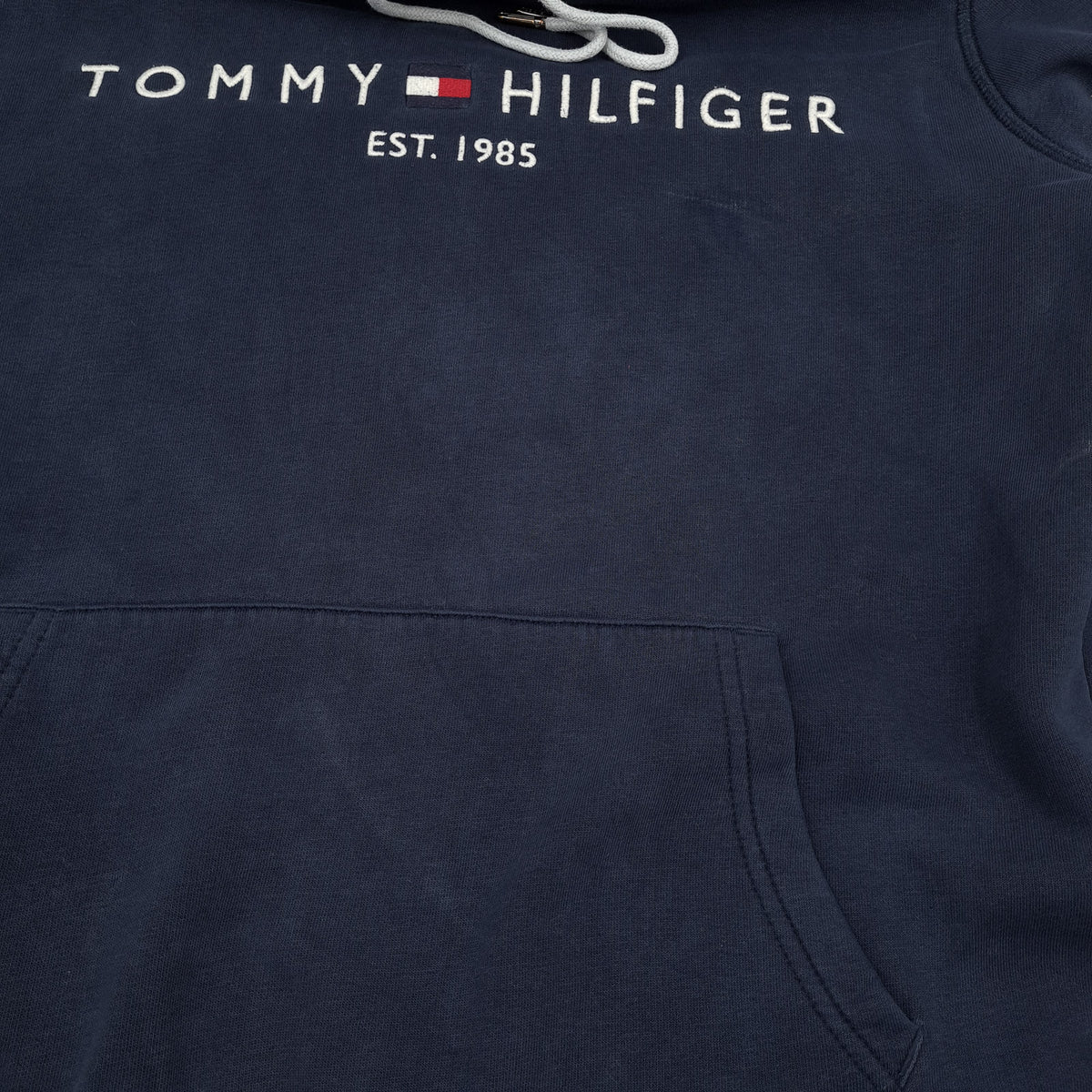 Tommy Hilfiger Vintage Mens Pullover Hoodie Cotton Blue Sweatshirt Size, detail view 7, image 9 of 11