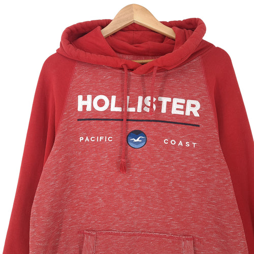 Hollister Vintage Pullover Hoodie Cotton Red Sweatshirt Men Size M, back view, image 2 of 9