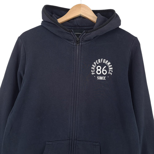 Peak Performance Vintage Womens Full Zip Hoodie Cotton Blue Sweatshirt Size, back view, image 2 of 8