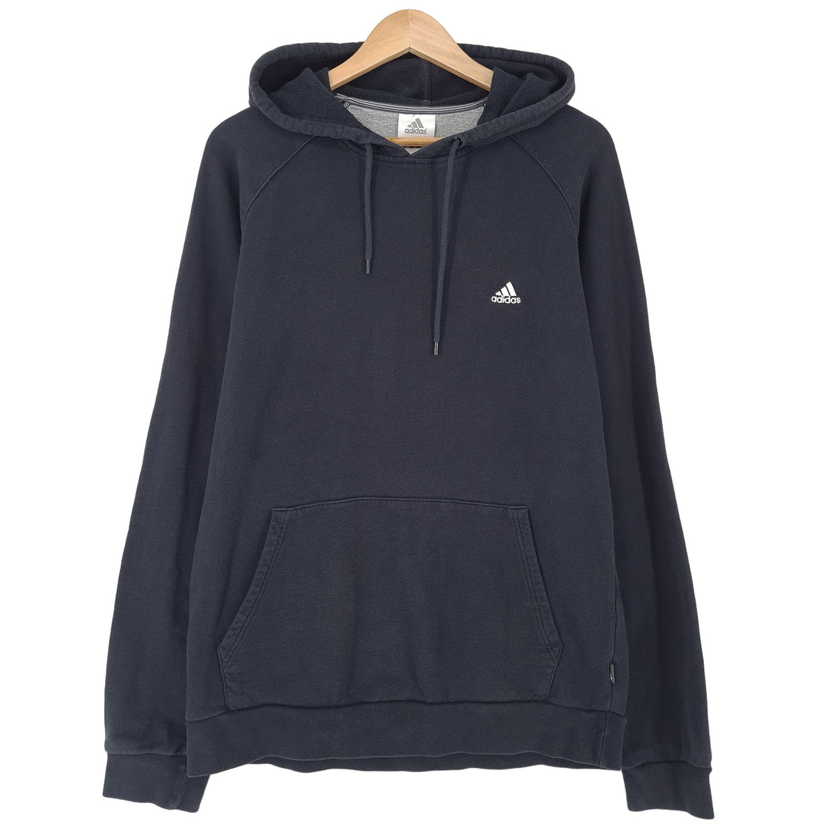 Adidas Vintage Mens Pullover Hoodie Cotton Black Sweatshirt Size, front view, image 1 of 9