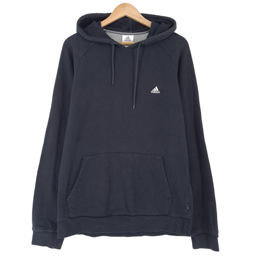 Adidas Vintage Mens Pullover Hoodie Cotton Black Sweatshirt Size, front view, image 1 of 9