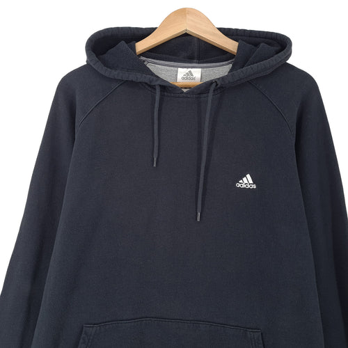 Adidas Vintage Mens Pullover Hoodie Cotton Black Sweatshirt Size, back view, image 2 of 9
