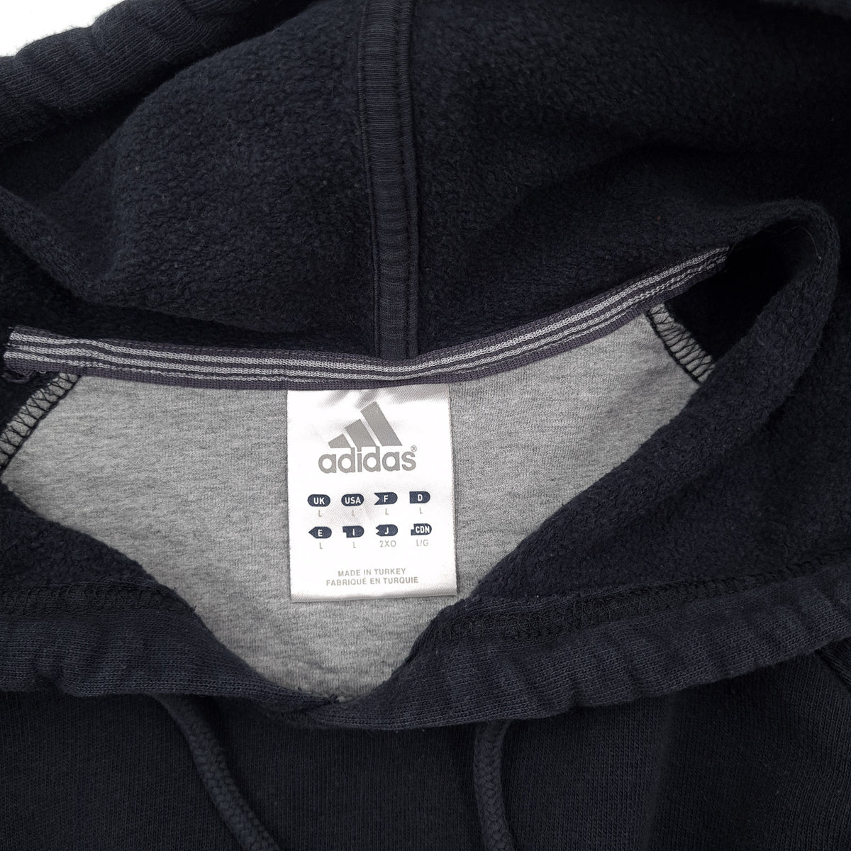 Adidas Vintage Mens Pullover Hoodie Cotton Black Sweatshirt Size, detail view 2, image 4 of 9