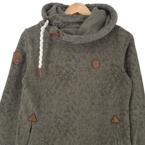Naketano Womens Pullover Hoodie Cotton Animal Print Green Sweatshirt Size M, back view, image 2 of 7