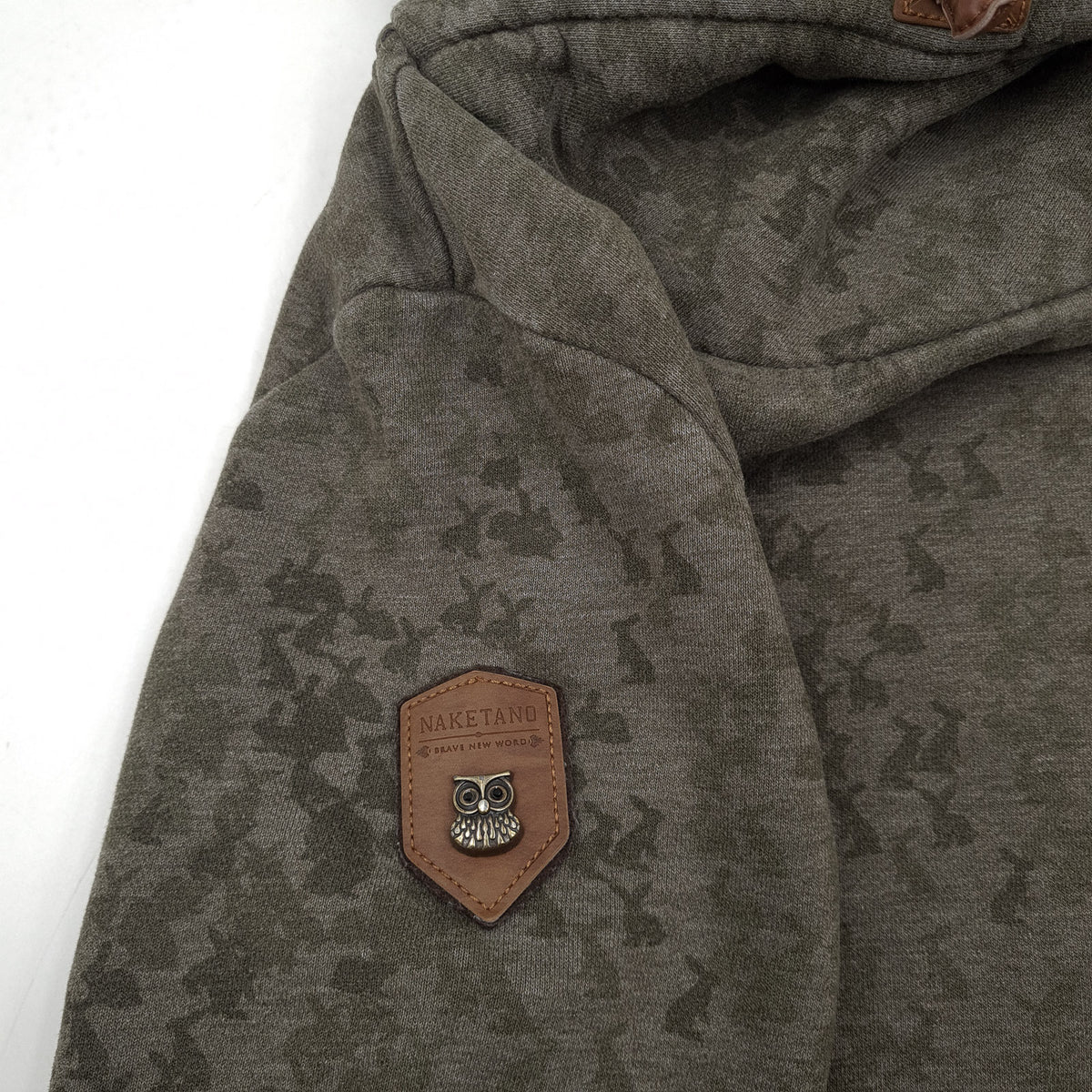 Naketano Womens Pullover Hoodie Cotton Animal Print Green Sweatshirt Size M, detail view 3, image 5 of 7