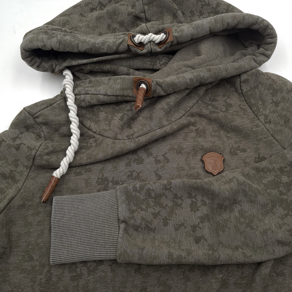 Naketano Womens Pullover Hoodie Cotton Animal Print Green Sweatshirt Size M, detail view 5, image 7 of 7