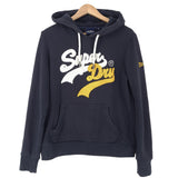Superdry Vintage Womens Pullover Hoodie Cotton Blue Sweatshirt Size 40, front view, image 1 of 9