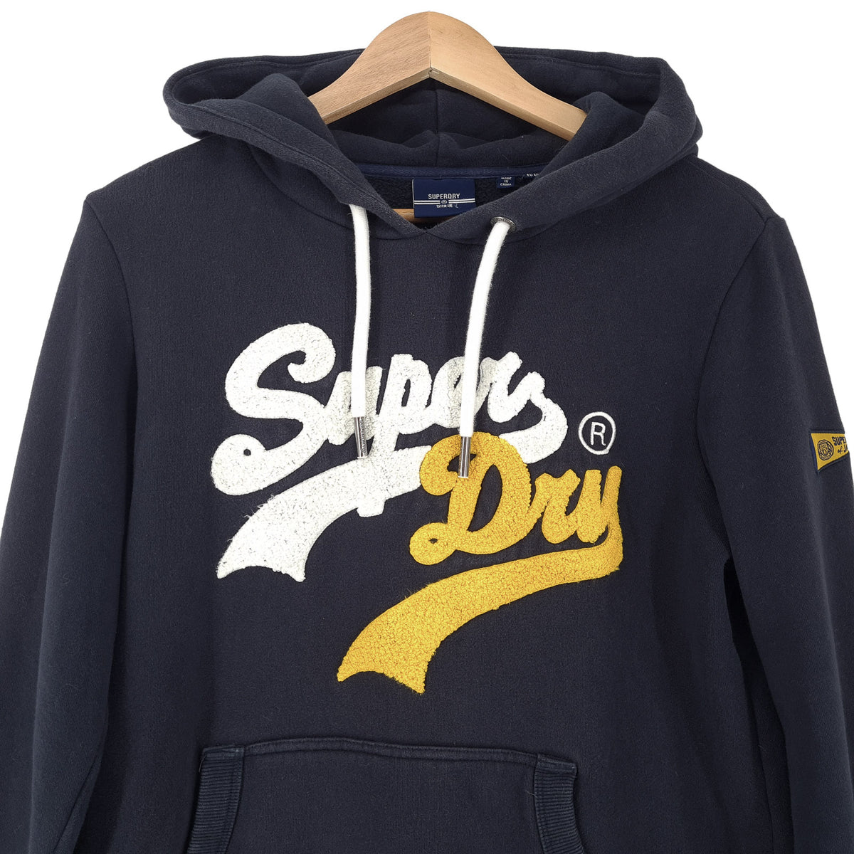 Superdry Vintage Womens Pullover Hoodie Cotton Blue Sweatshirt Size 40, back view, image 2 of 9