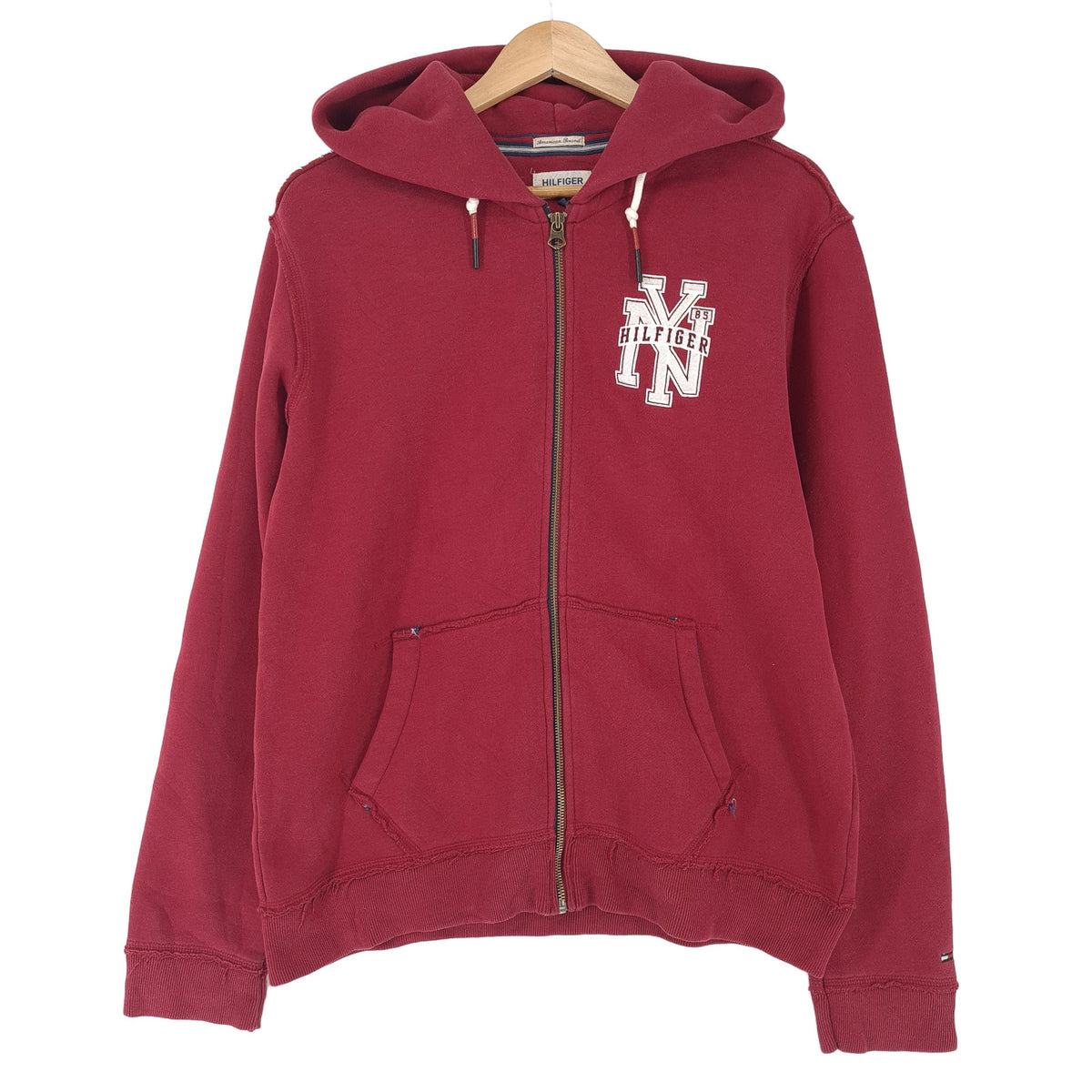 Tommy Hilfiger Vintage Full Zip Hoodie Cotton Red Sweatshirt Men Size M, front view, image 1 of 7