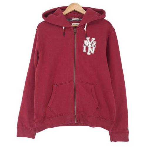 Tommy Hilfiger Vintage Full Zip Hoodie Cotton Red Sweatshirt Men Size M, front view, image 1 of 7