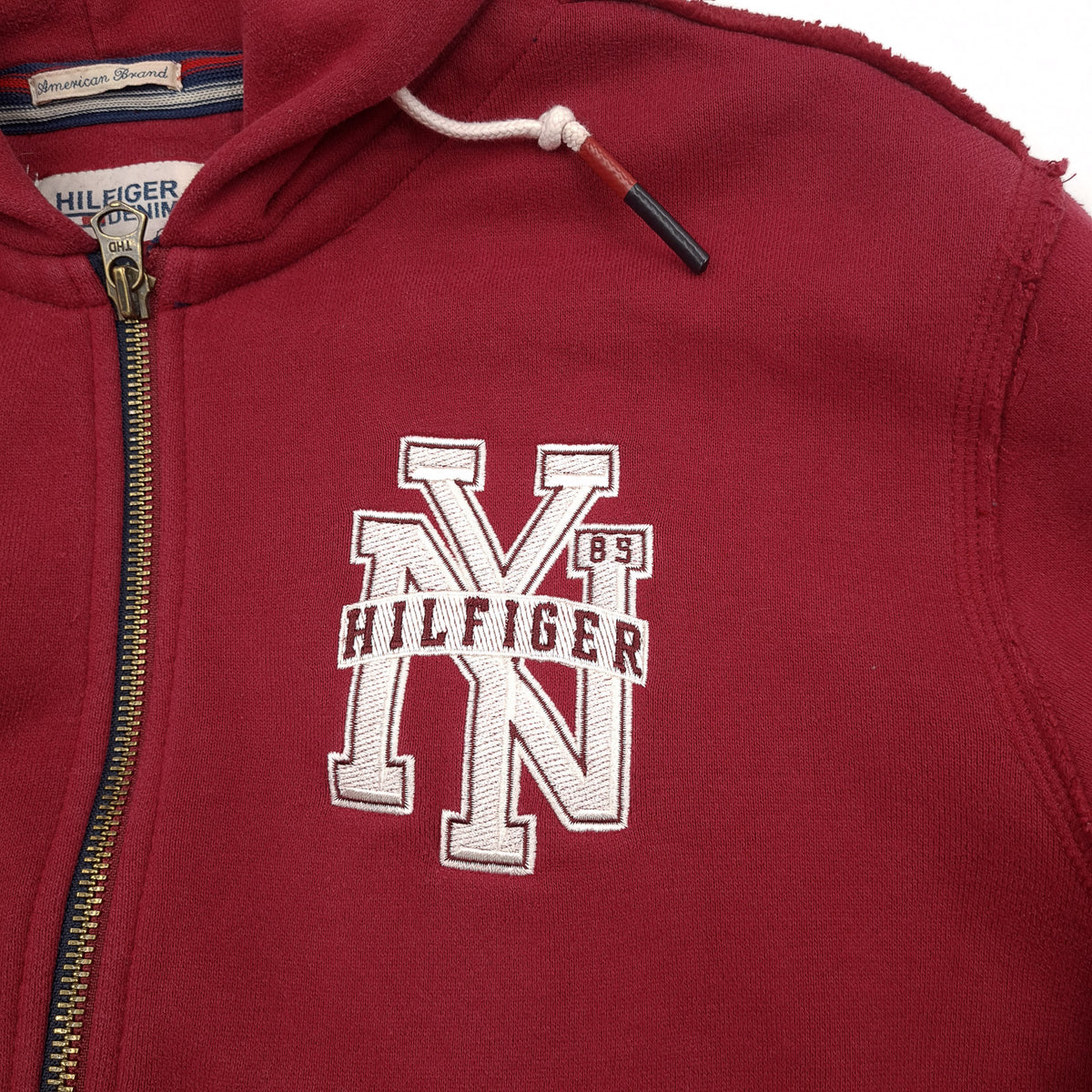 Tommy Hilfiger Vintage Full Zip Hoodie Cotton Red Sweatshirt Men Size M, detail view 3, image 5 of 7