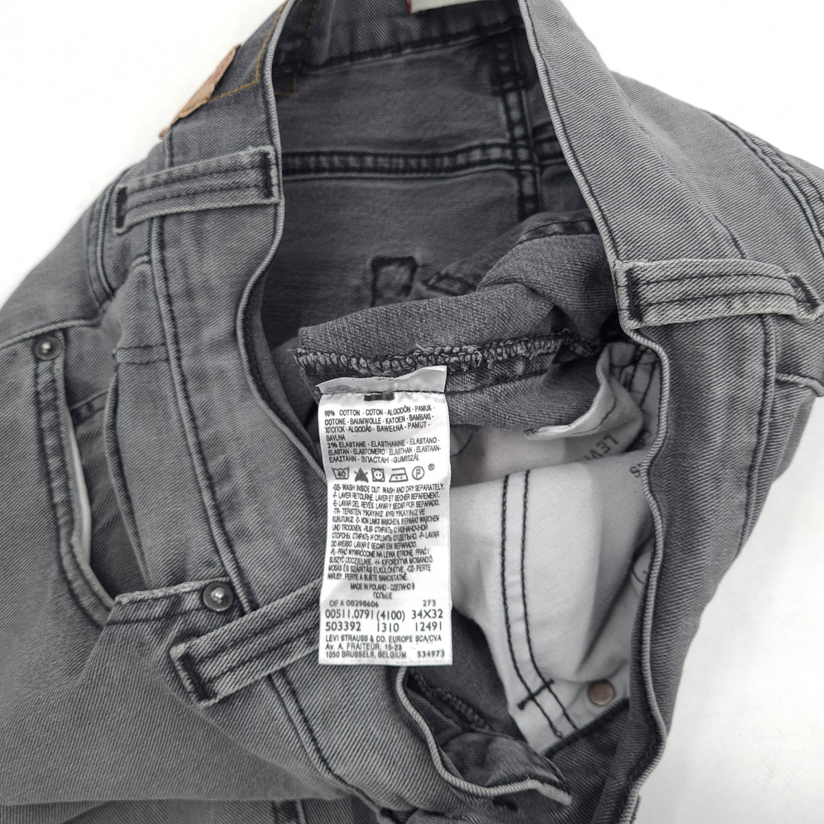 Vintage Levi's Jeans 511 Slim Men Stretch Straight Size W34 L32, detail view 6, image 8 of 9