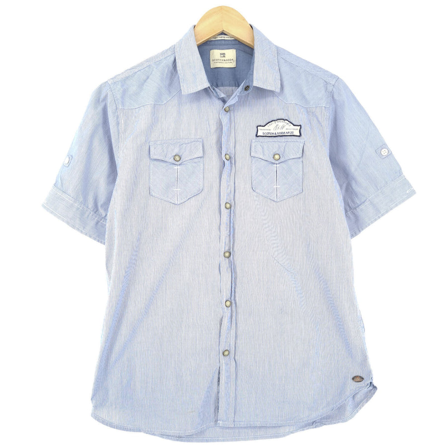 Scotch & Soda Herrenhemd blau gestreift Baumwolle Größe M