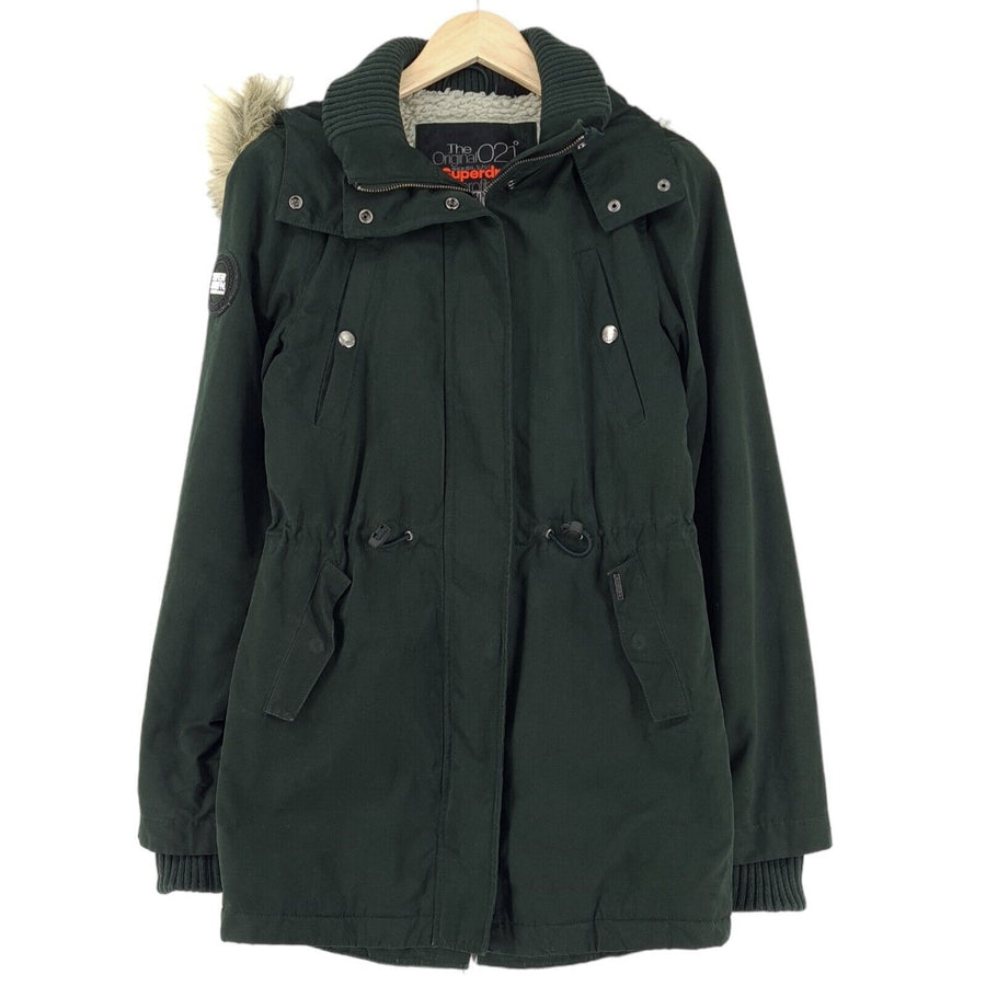 SuperDry Femme veste microfibre manteau noir taille XS