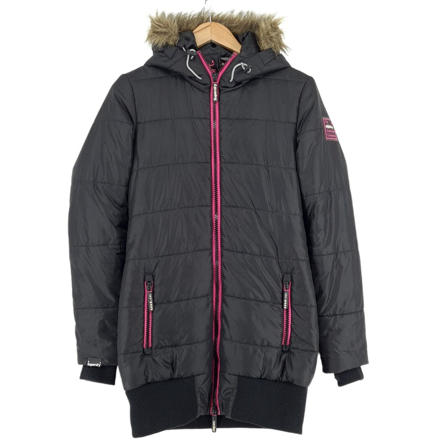 SuperDry noir Long veste imperméable Femme taille XS