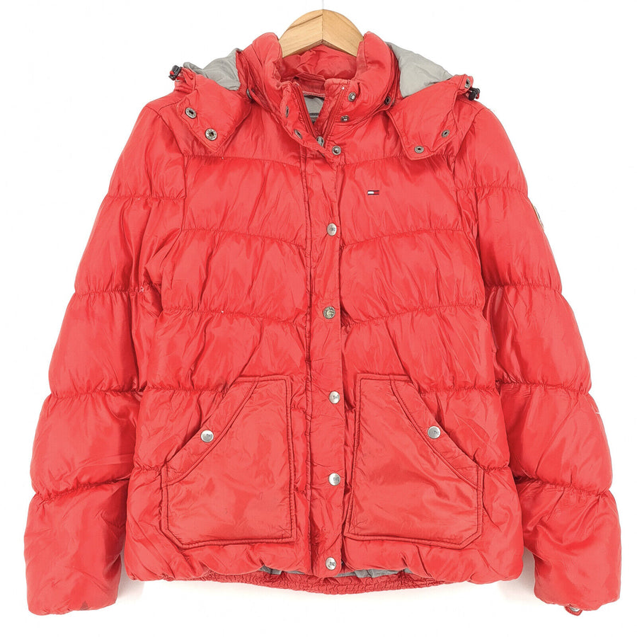 Tommy Hilfiger Down rosso con cappuccio giacca Breathable Donna taglia M Medium