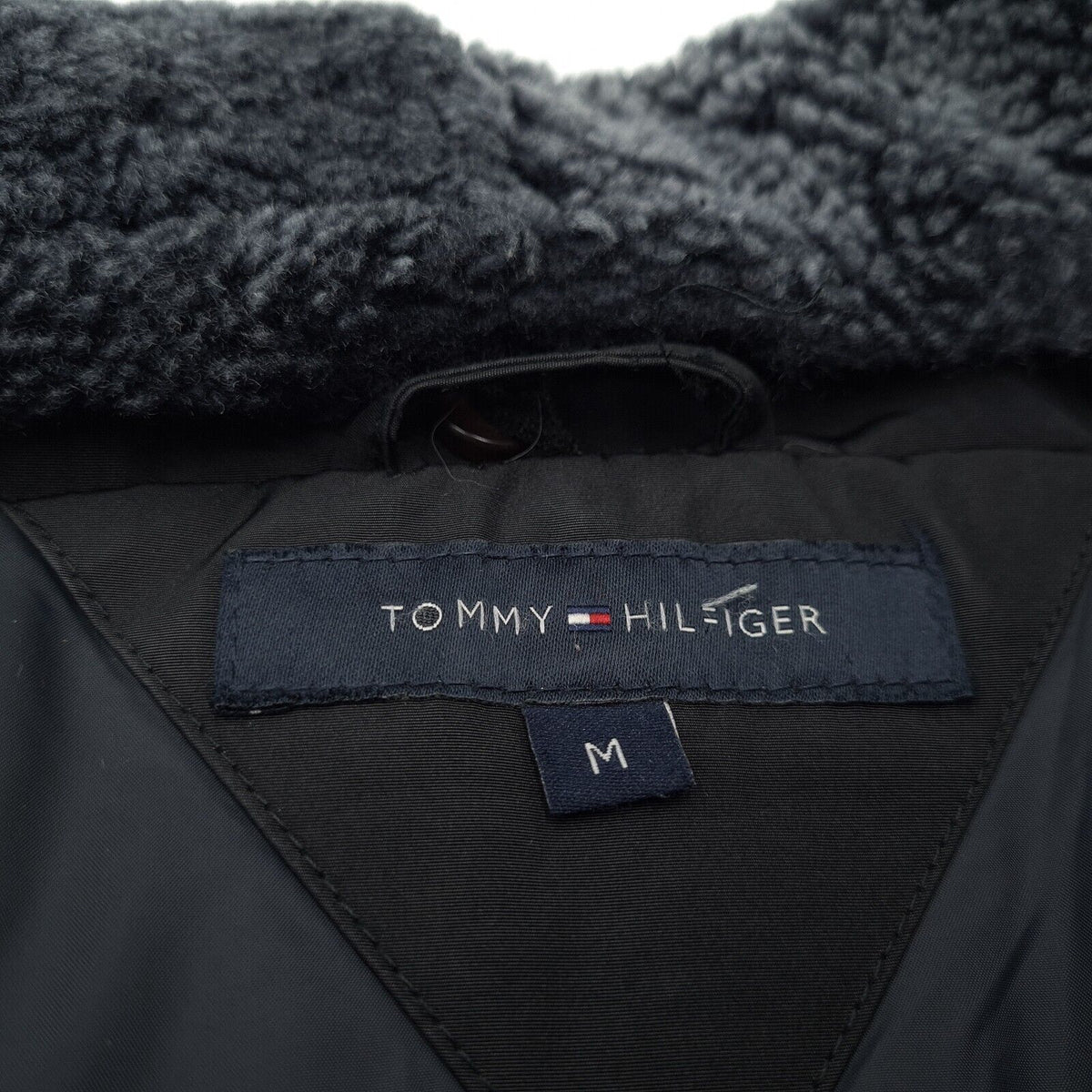 Tommy Hilfiger Black Jacket Faux Fur Collar Casual Mens Size M Medium, detail view 3, image 5 of 7